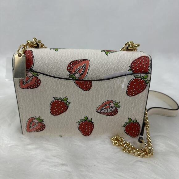 Coach Mini Klare Crossbody Bag With Strawberry Print In Canvas/Chalk CAP94 NWT - Picture 3 of 10